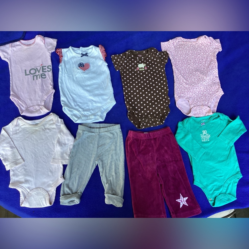 8 Ps 6 months baby girls clothing--bodysuit/pants/onesie